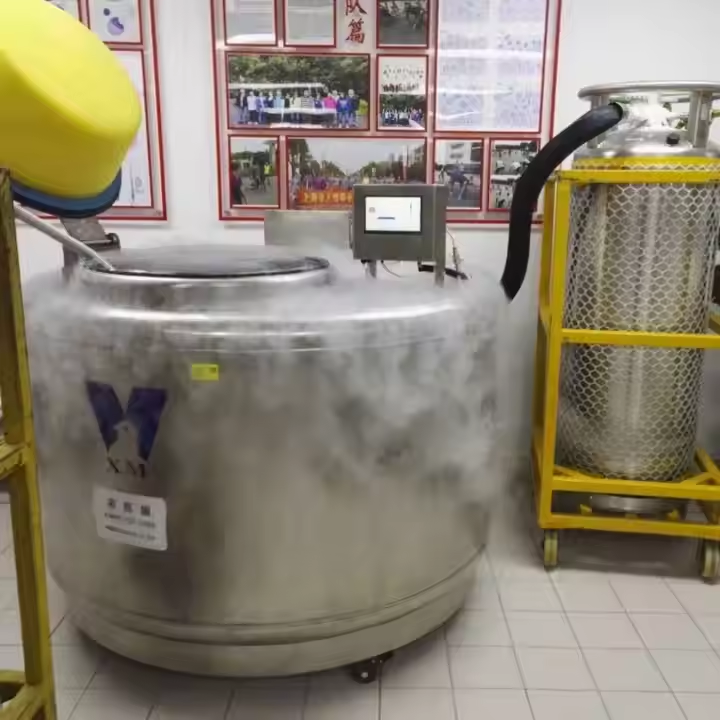 使用液氮罐凍存，外部結(jié)霜